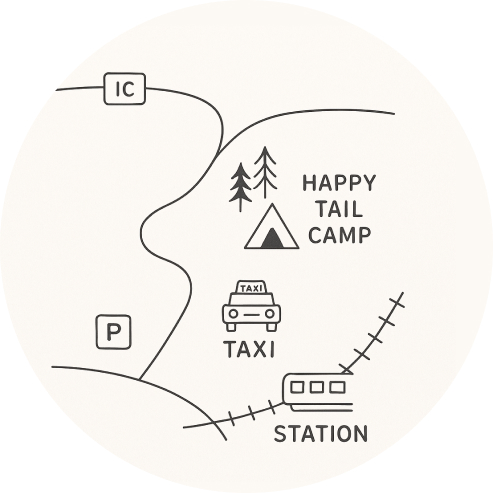 Happy tail campまでの道のりマップ